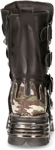 NEW ROCK Boots 591 Flame Metallic Leather Men's Goth Punk Biker Fashion in Kuwait