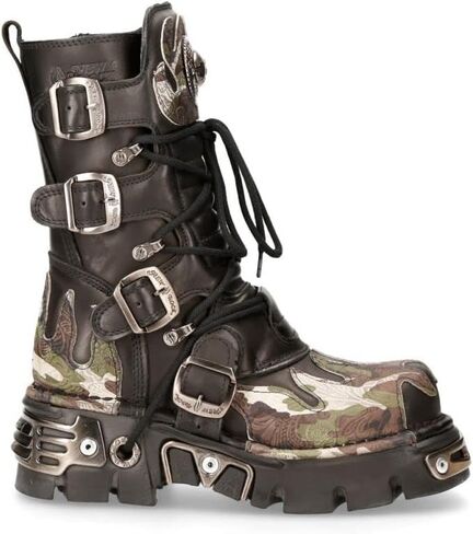 NEW ROCK Boots 591 Flame Metallic Leather Men's Goth Punk Biker Fashion in Kuwait