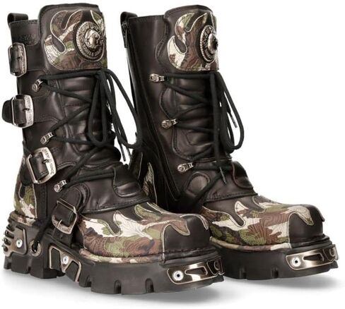 NEW ROCK Boots 591 Flame Metallic Leather Men's Goth Punk Biker Fashion in Kuwait