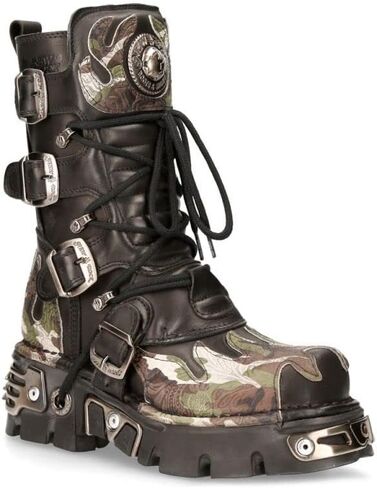 NEW ROCK Boots 591 Flame Metallic Leather Men's Goth Punk Biker Fashion in Kuwait