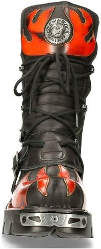 NEW ROCK Boots 591 Flame Metallic Leather Men's Goth Punk Biker Fashion in Kuwait