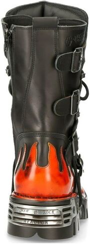 NEW ROCK Boots 591 Flame Metallic Leather Men's Goth Punk Biker Fashion in Kuwait