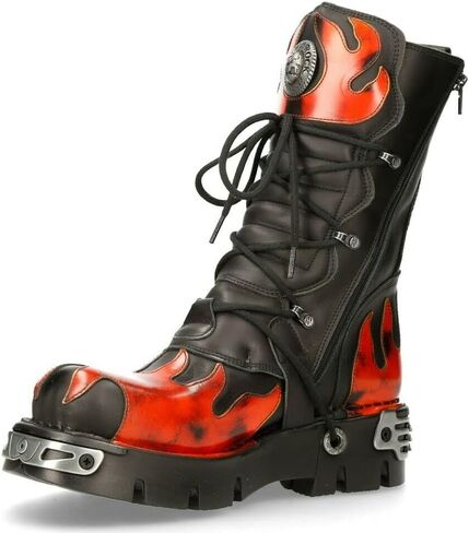 NEW ROCK Boots 591 Flame Metallic Leather Men's Goth Punk Biker Fashion in Kuwait