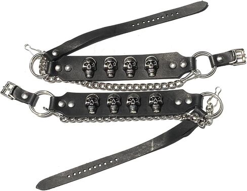 Biker Boots Boot Chains Black Topgrain Cowhide Leather with Cast Skulls in Saudi Arabia