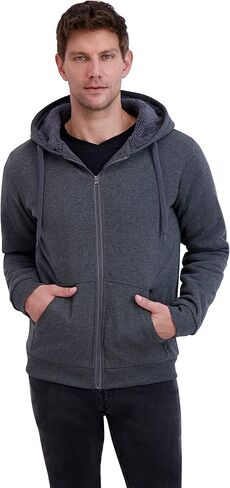 Men’s Full Zip Up Sweatshirt - Fleece Sherpa Lined Hoodie for Men - Warm Jacket in Saudi Arabia