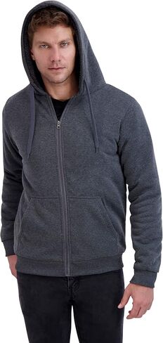 Men’s Full Zip Up Sweatshirt - Fleece Sherpa Lined Hoodie for Men - Warm Jacket in Saudi Arabia