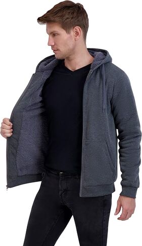 Men’s Full Zip Up Sweatshirt - Fleece Sherpa Lined Hoodie for Men - Warm Jacket in Saudi Arabia