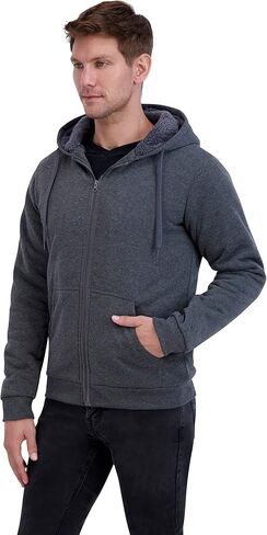 Men’s Full Zip Up Sweatshirt - Fleece Sherpa Lined Hoodie for Men - Warm Jacket in Saudi Arabia