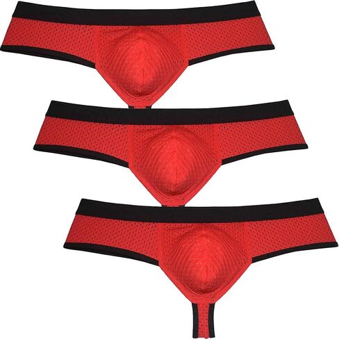 OROCOJUCO Mens Breath Holes Bikini Underwear Cheeky Boxer Briefs Extra Skimpy Brazilian Bikini Pouch Trunks in Kuwait