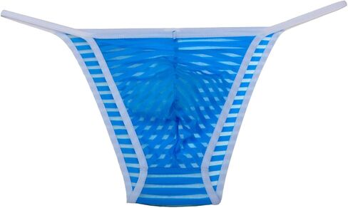 Jaxu Men's See Through Cheeky Briefs Underwear Sexy Stripe Mesh String Bikini Briefs in Kuwait