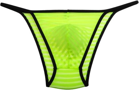 Jaxu Men's See Through Cheeky Briefs Underwear Sexy Stripe Mesh String Bikini Briefs in Kuwait