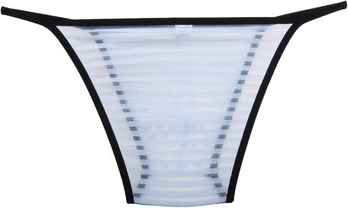 Jaxu Men's See Through Cheeky Briefs Underwear Sexy Stripe Mesh String Bikini Briefs in Kuwait