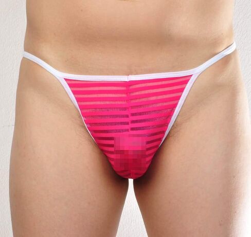 Jaxu Men's See Through Cheeky Briefs Underwear Sexy Stripe Mesh String Bikini Briefs in Kuwait