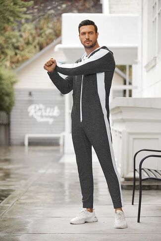 بدلة رياضية بقلنسوة للرجال من COOFANDY بسحاب كامل مع جيوب كنغر مقاس S-XXL in Saudi Arabia