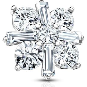 Covet Jewelry Princess Cut CZ Crossed CZ Square Internally Threaded Dermal Top in Saudi Arabia