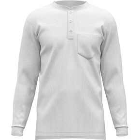 Maks Spill and Stain Resistance Loose Fit Heavyweight Rib Knit Cotton Long Sleeve Pocket Henley T-Shirts in Saudi Arabia