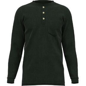 Maks Spill and Stain Resistance Loose Fit Heavyweight Rib Knit Cotton Long Sleeve Pocket Henley T-Shirts in Kuwait