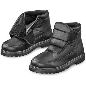 Collections Etc Mens Adjustable Easy-On Non Slip Water-Resistant Strap Winter Boots in Kuwait