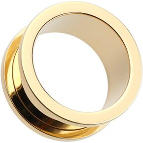 Covet Jewelry Gold Plated Screw-Fit Ear Gauge Tunnel Plug in Saudi Arabia