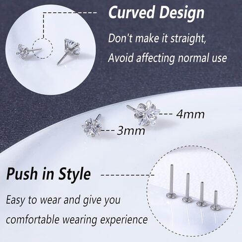 ZS 16G Push-in Lip Rings, Stainless Steel Pushin Forward Tragus Helix Earring, Threadless Labret Monroe Medusa Piercing Jewelry for Women Men in Saudi Arabia