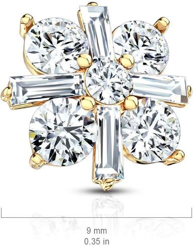Covet Jewelry Princess Cut CZ Crossed CZ Square Internally Threaded Dermal Top in Saudi Arabia