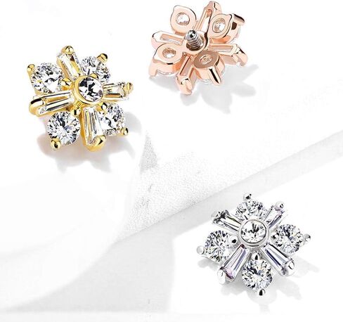 Covet Jewelry Princess Cut CZ Crossed CZ Square Internally Threaded Dermal Top in Saudi Arabia