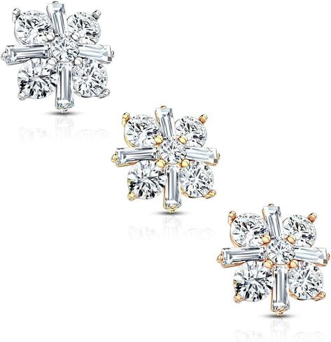 Covet Jewelry Princess Cut CZ Crossed CZ Square Internally Threaded Dermal Top in Saudi Arabia