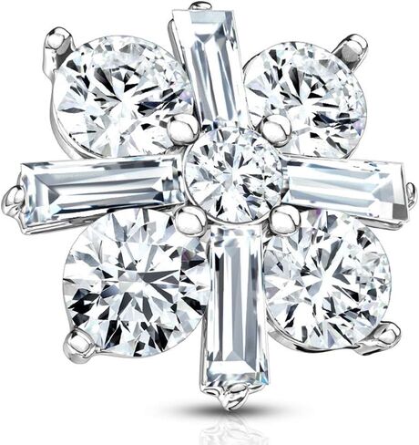 Covet Jewelry Princess Cut CZ Crossed CZ Square Internally Threaded Dermal Top in Saudi Arabia