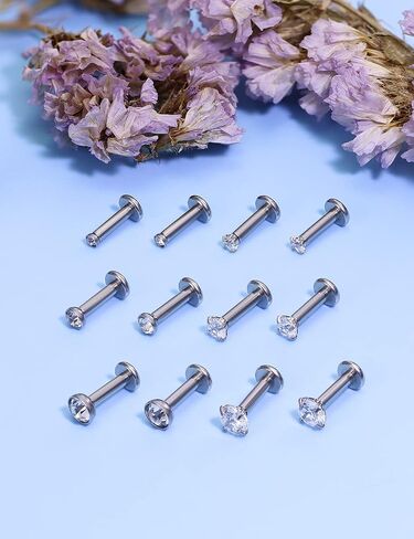 Vsnnsns 14G Lip Rings Stainless Steel Labret Jewelry Monroe Lip Rings Nail Cartilage Tragus Helix Earrings Studs Medusa Piercing Jewelry for Women Men Cubic Zirconia 2MM 3MM 4MM in Kuwait