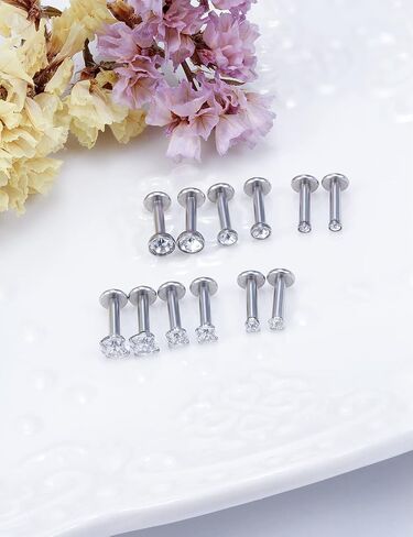 Vsnnsns 14G Lip Rings Stainless Steel Labret Jewelry Monroe Lip Rings Nail Cartilage Tragus Helix Earrings Studs Medusa Piercing Jewelry for Women Men Cubic Zirconia 2MM 3MM 4MM in Kuwait