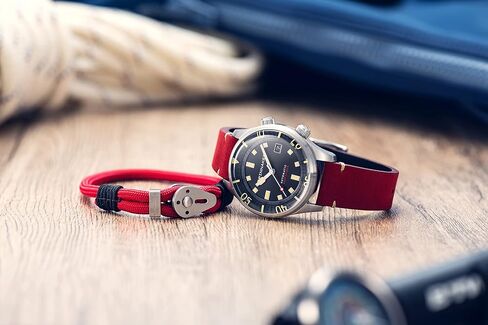 Spinnaker Bradner Men's Automatic 3 Hands Watch with Black Dial and Red Genuine Leather Strap - SP-5062-01 in Kuwait