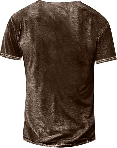Men's Vintage Short Sleeve Henley Shirts Casual Button Down T-Shirts in Kuwait