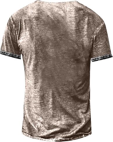 Men's Vintage Short Sleeve Henley Shirts Casual Button Down T-Shirts in Kuwait