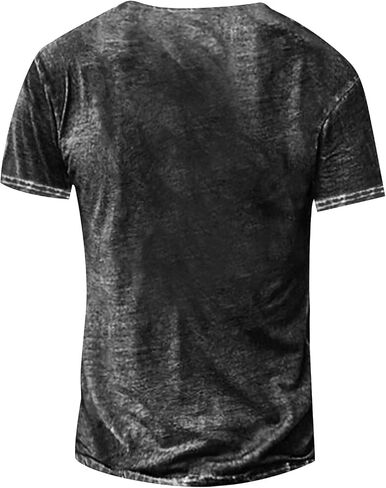 Men's Vintage Short Sleeve Henley Shirts Casual Button Down T-Shirts in Kuwait
