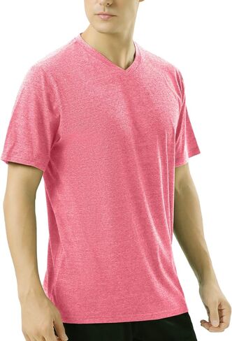 Pink Shirt Men Cotton Blend Short Sleeve Tshirt, Slim Fit Premium Casual Tees in Saudi Arabia