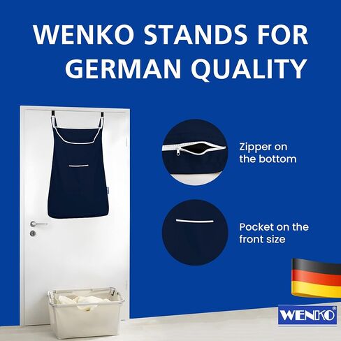 WENKO Laundry Hamper Bag Hanging, Over The Door Basket with Hooks, for Bathroom, Closet, Space Saving Storage, Wall mounted 3.94 x 20.47 x 31.89 in, Beige in Saudi Arabia