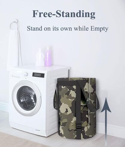 Laundry Basket Laundry Hamper Dirty Clothes Hamper Collapsible Foldable Laundry Bin Bag Backpack with Handles and Lid Large Tall Water-Proof Polyester Sturdy Durable Dark Blue in Kuwait