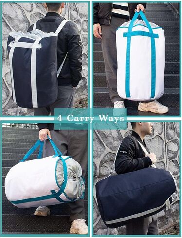 Laundry Basket Laundry Hamper Dirty Clothes Hamper Collapsible Foldable Laundry Bin Bag Backpack with Handles and Lid Large Tall Water-Proof Polyester Sturdy Durable Dark Blue in Kuwait