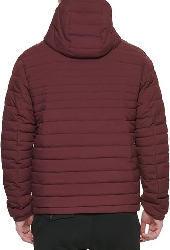 Tommy Hilfiger Men's Stretch Poly Hooded Packable Jacket, Port, Medium in Kuwait