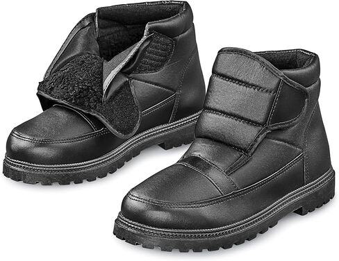 Collections Etc Mens Adjustable Easy-On Non Slip Water-Resistant Strap Winter Boots in Kuwait