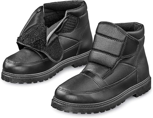 Collections Etc Mens Adjustable Easy-On Non Slip Water-Resistant Strap Winter Boots in Kuwait