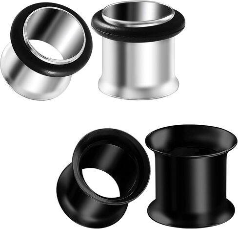 BIG GAUGES 2 Pairs Stainless Steel Black Anodized Single Double Flared Piercing Jewelry Ear Tunnel Stretcher Earring Lobe Plugs in Saudi Arabia