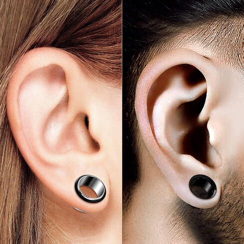 BIG GAUGES 2 Pairs Stainless Steel Black Anodized Single Double Flared Piercing Jewelry Ear Tunnel Stretcher Earring Lobe Plugs in Saudi Arabia