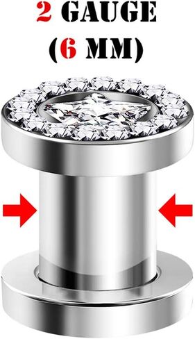 BIG GAUGES Pair of 316L Surgical Steel Screw-Fit Flesh Tunnels Piercing Jewelry Stretcher Clear Star Ear Earring Lobe Plugs in Saudi Arabia