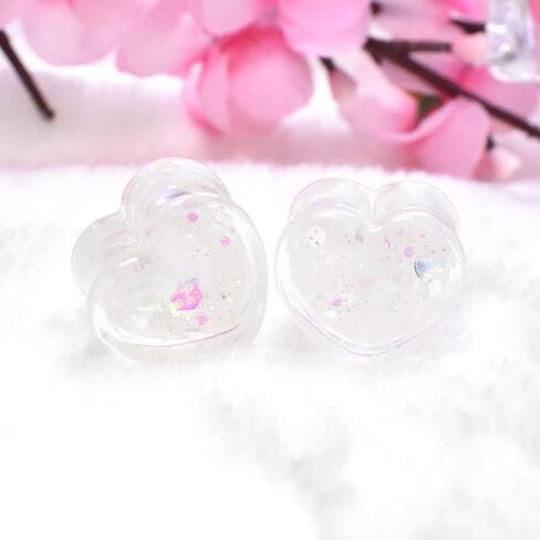 Jboyanpei 6Pcs/3pair Shineing Paillette Heart-shaped Ear Gauges Tunnels and Plug Acrylic Ear Expander Studs Stretching Size 6mm To 25mm in Kuwait