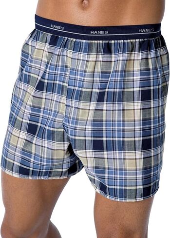 Hanes Men's 5-Pack Woven Exposed Waistband Boxers in Kuwait