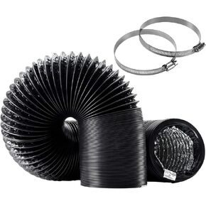 Funmit Dryer Vent Hose Kit - 4 In Diameter by 8 Ft Length - with 2 Stainless Steel Worm Clamp - Flexible Universal Aluminum Foil Non-Insulated - Silver