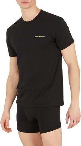 Emporio Armani Men's 2 Pack Pure Cotton Eagle Logo Regular Fit T-Shirt in Saudi Arabia