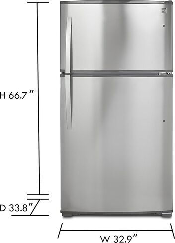 Kenmore Top-Freezer Refrigerator with Ice Maker and 21 Cubic Ft. Total Capacity, Stainless Steel in Saudi Arabia