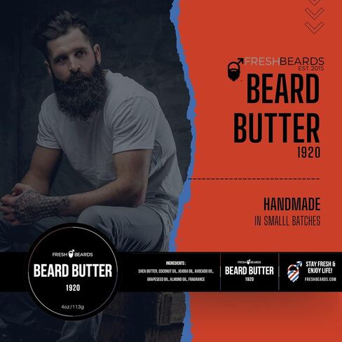 Fresh Beards Shipwrecked Beard Butter - Bay Rum, Clove, and Caribbean Spice Fragrance - Scented Mens Beard and Mustache Conditioner - Natural Soothing Anti-Itch Moisturizer and Softener for Healthy Beard Growth in Saudi Arabia